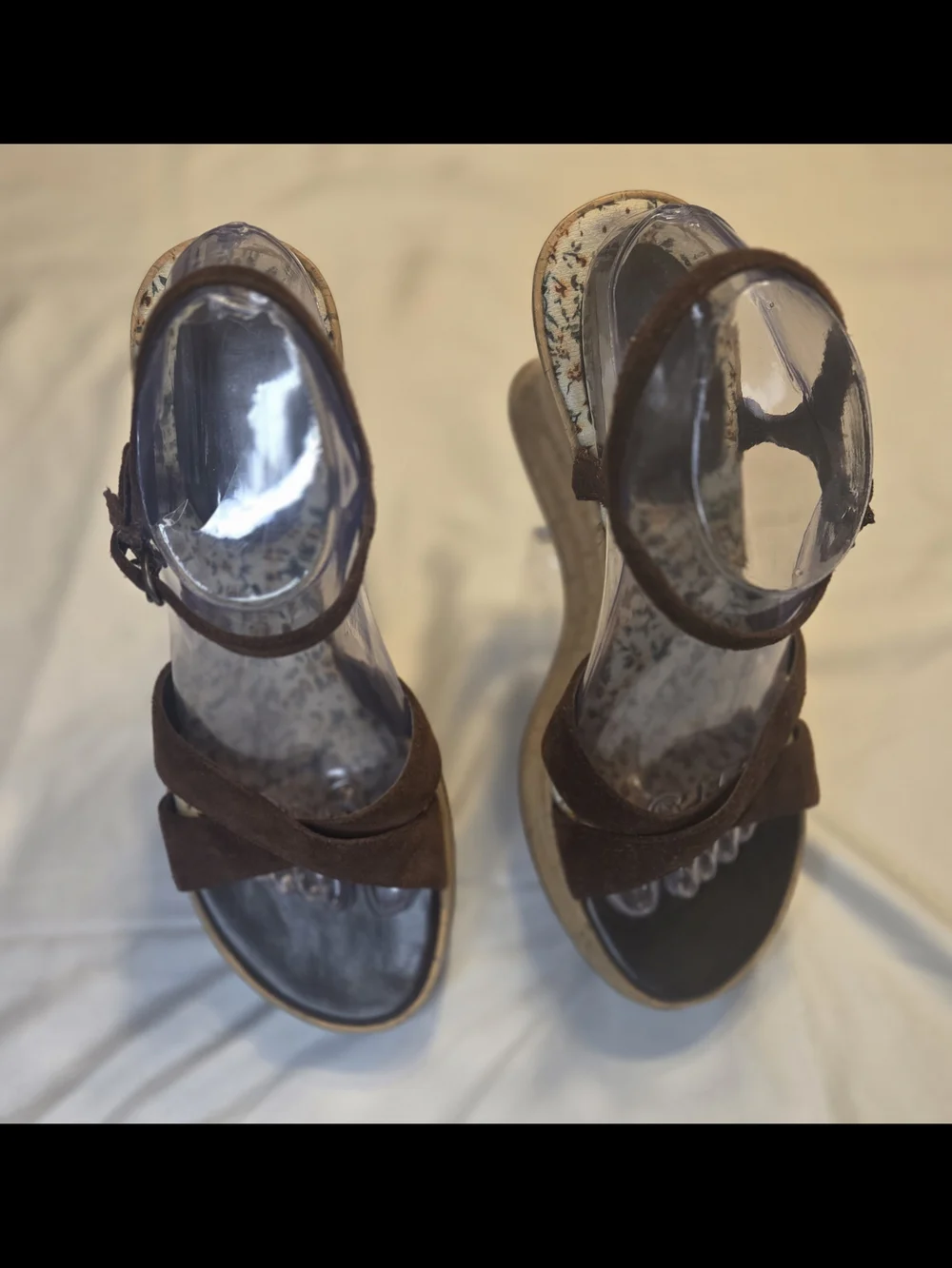 Nine & Co. Brown Suede Floral Wedge Sandals Size 9M Cottagecore Boho